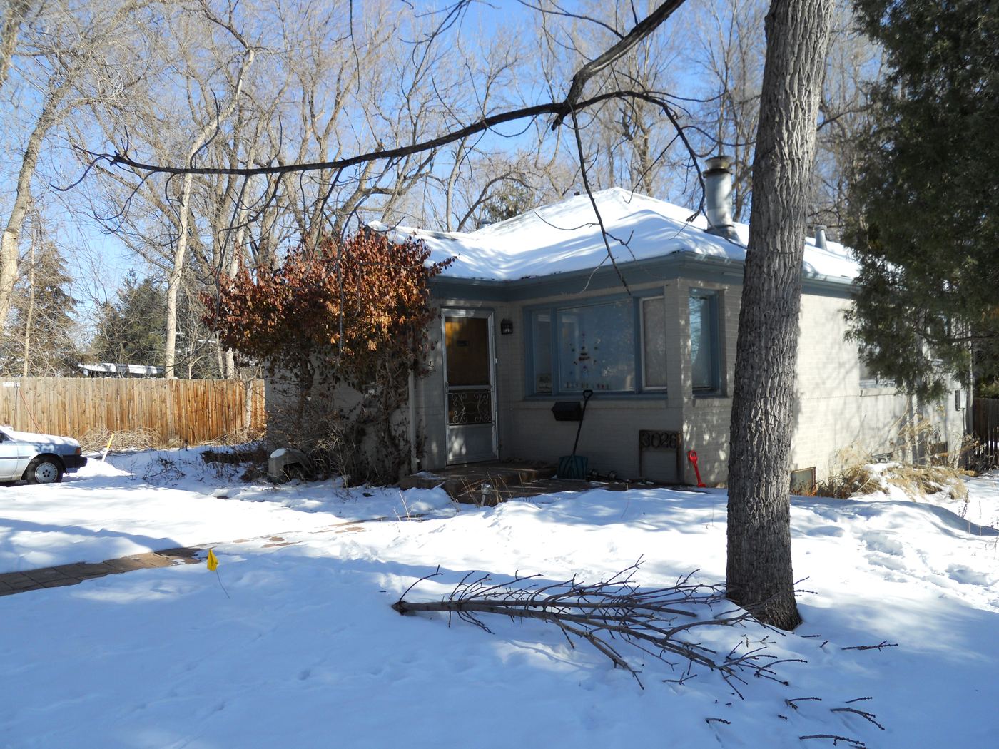 Original 1950s brick bungalow before its whole-home remodel in Boulder, CO